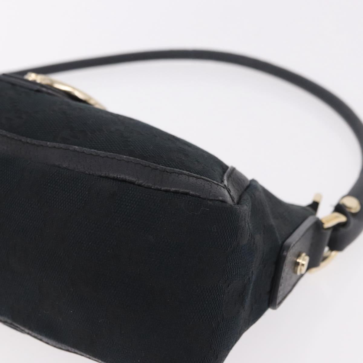 GUCCI GG Canvas Shoulder Bag Black Gold 130939 Auth 185370V