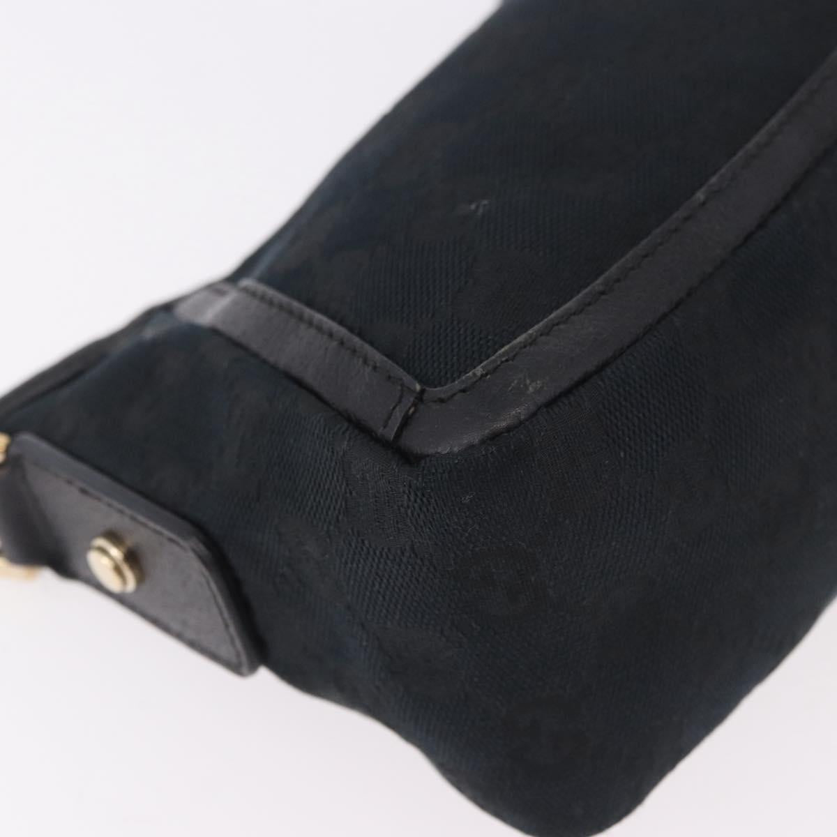 GUCCI GG Canvas Shoulder Bag Black Gold 130939 Auth 185370V