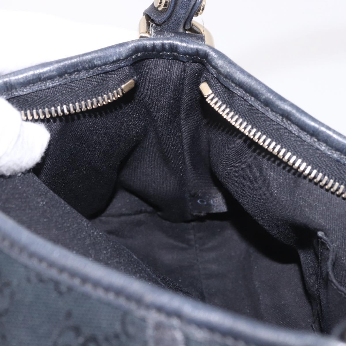GUCCI GG Canvas Shoulder Bag Black Gold 130939 Auth 185370V