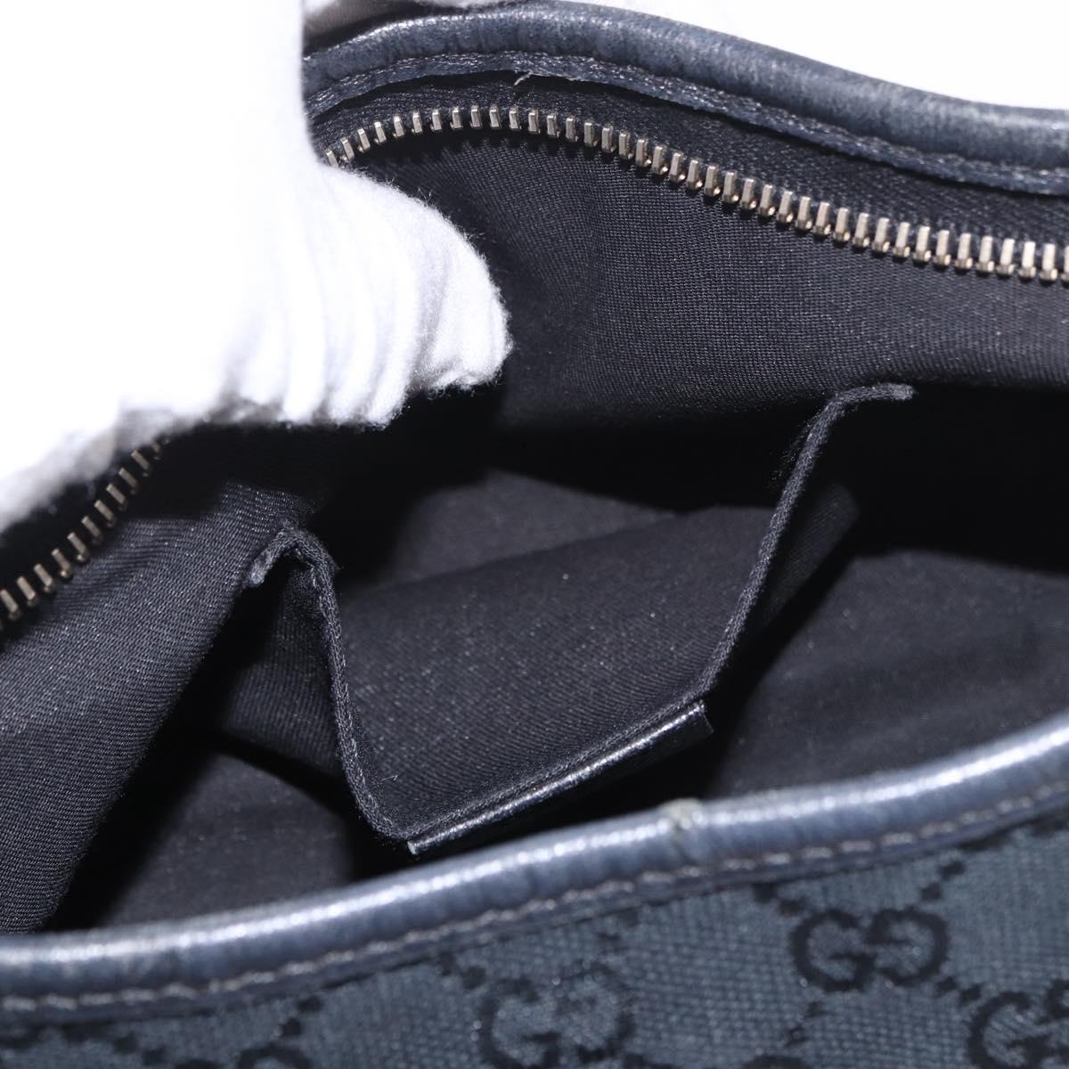 GUCCI GG Canvas Shoulder Bag Black Gold 130939 Auth 185370V