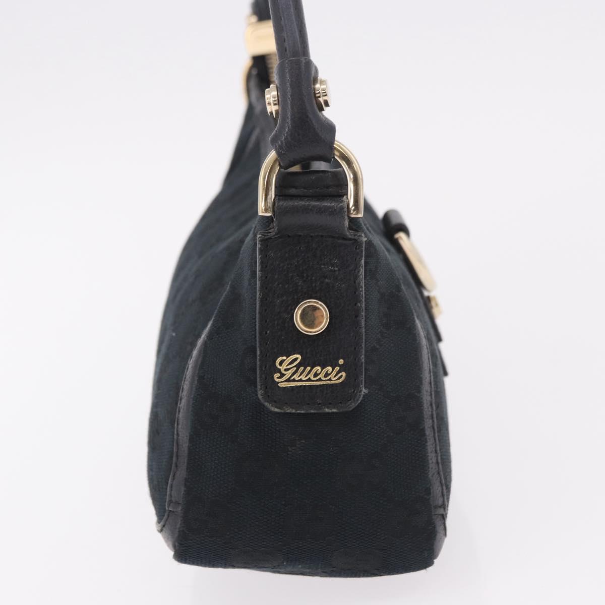 GUCCI GG Canvas Shoulder Bag Black Gold 130939 Auth 185370V