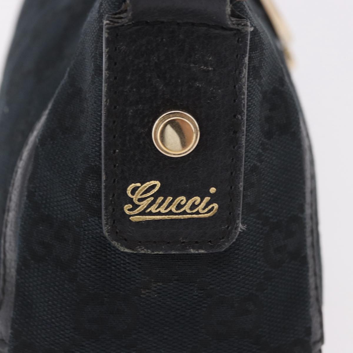 GUCCI GG Canvas Shoulder Bag Black Gold 130939 Auth 185370V