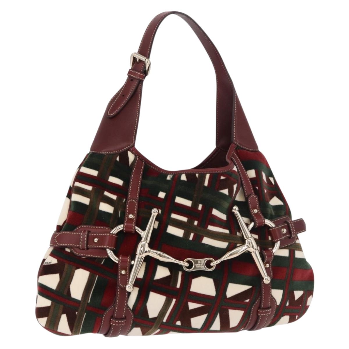 GUCCI Jackie Shoulder Bag Velor Green Gold 163804 Auth 185371SM