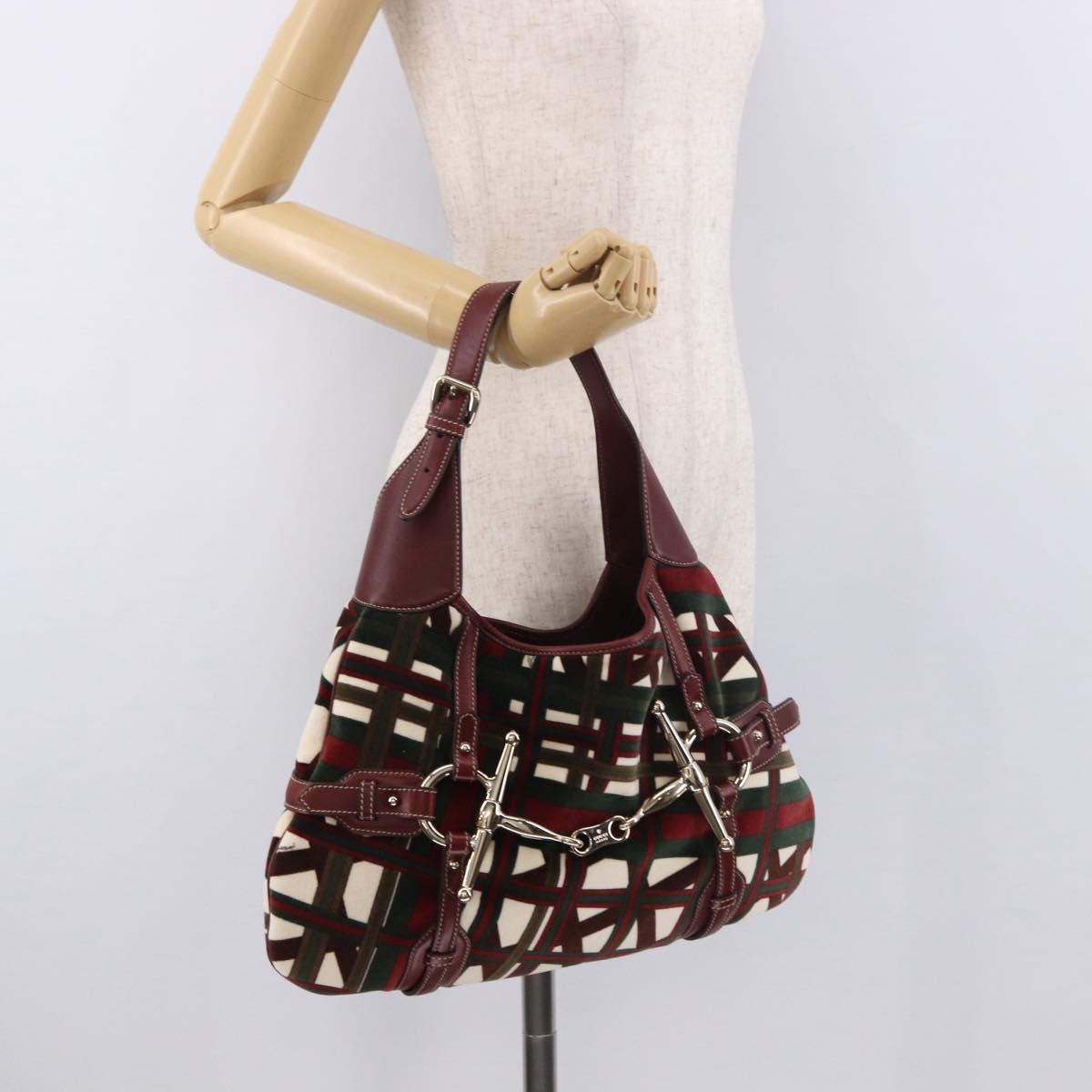 GUCCI Jackie Shoulder Bag Velor Green Gold 163804 Auth 185371SM