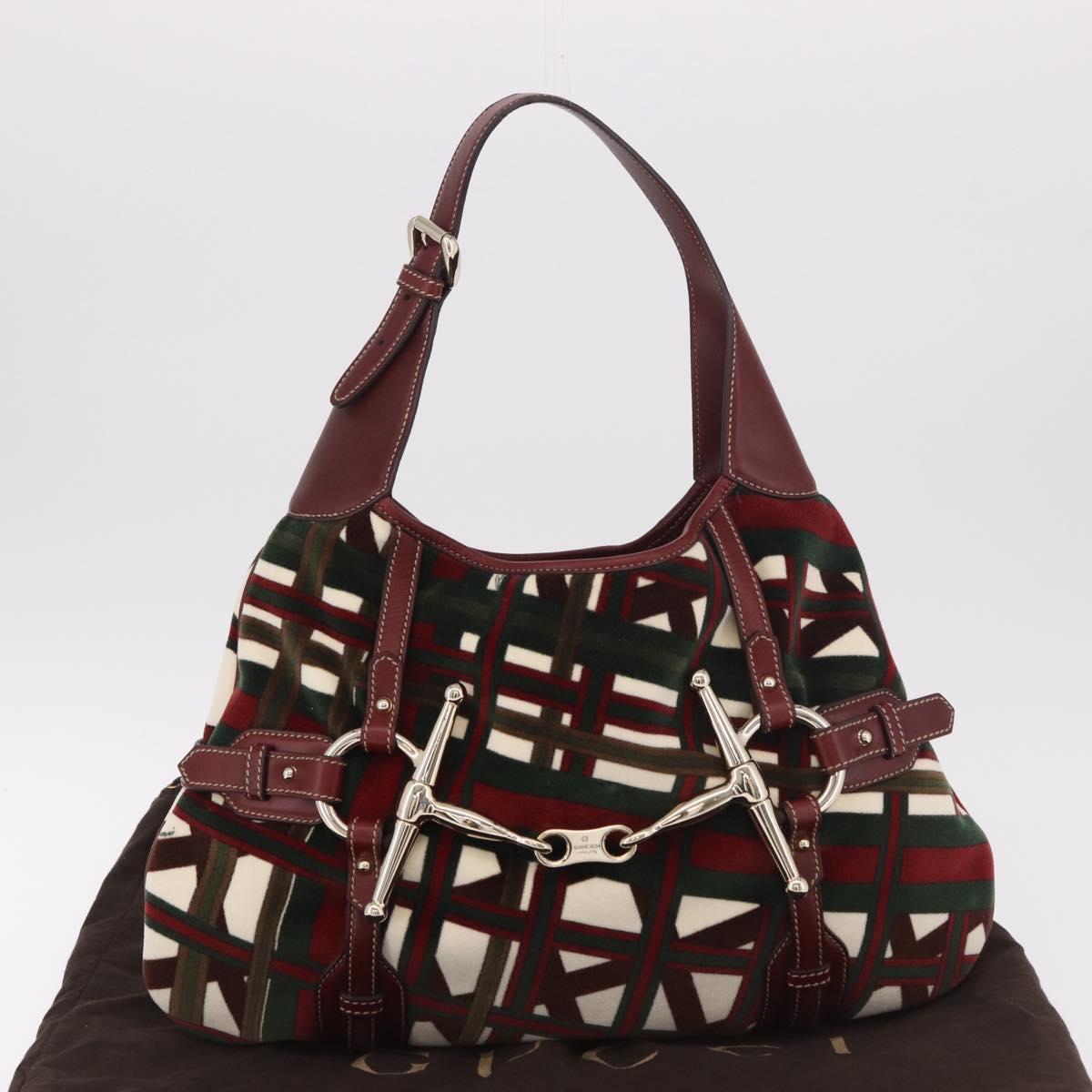 GUCCI Jackie Shoulder Bag Velor Green Gold 163804 Auth 185371SM