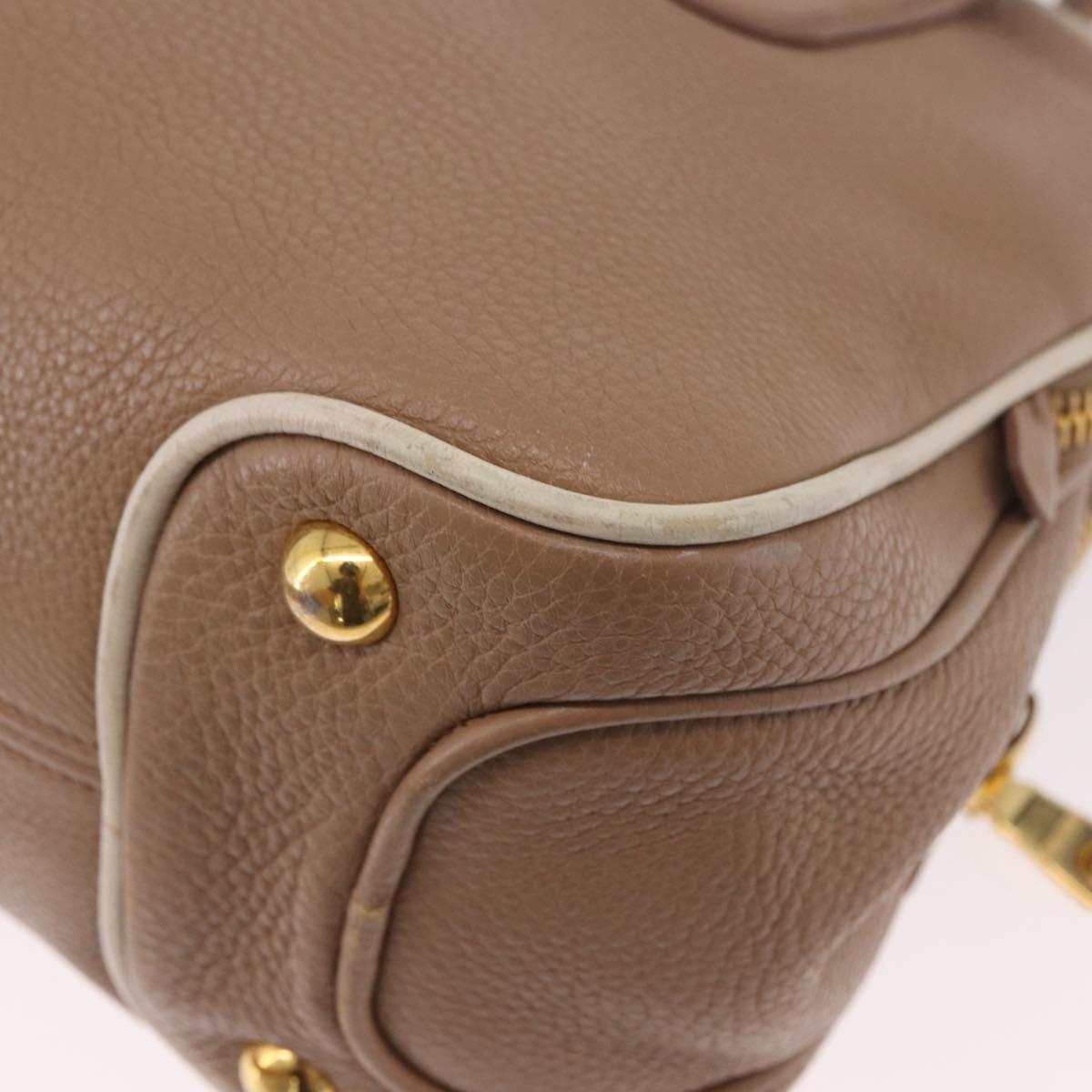 Miu Miu Hand Bag Leather 2way Beige Gold Auth 185372V