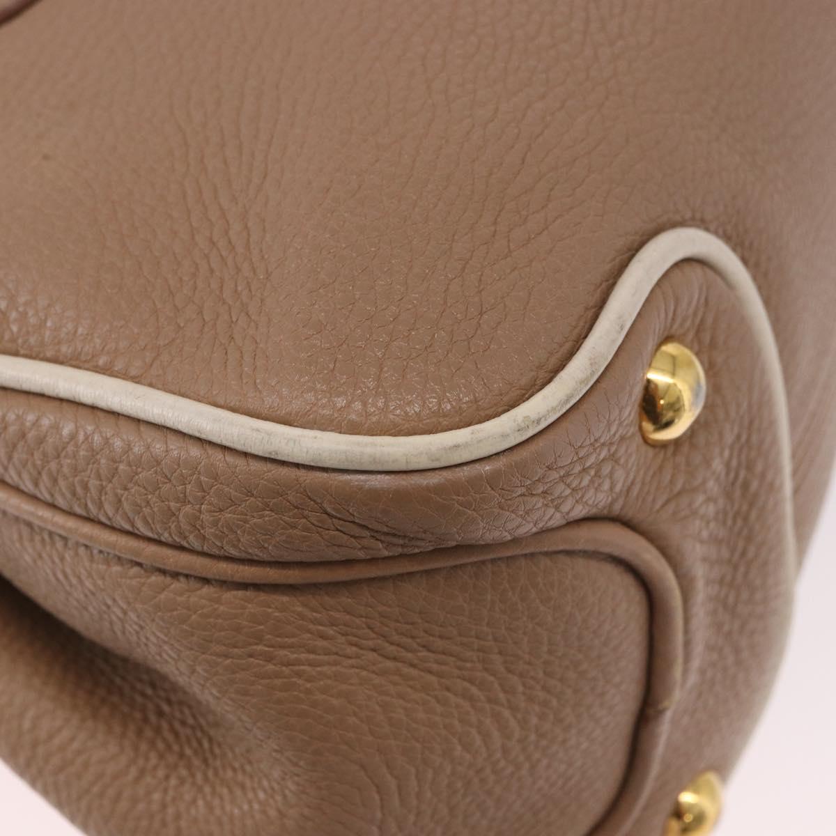Miu Miu Hand Bag Leather 2way Beige Gold Auth 185372V