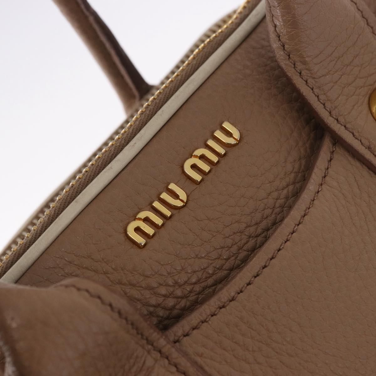 Miu Miu Hand Bag Leather 2way Beige Gold Auth 185372V