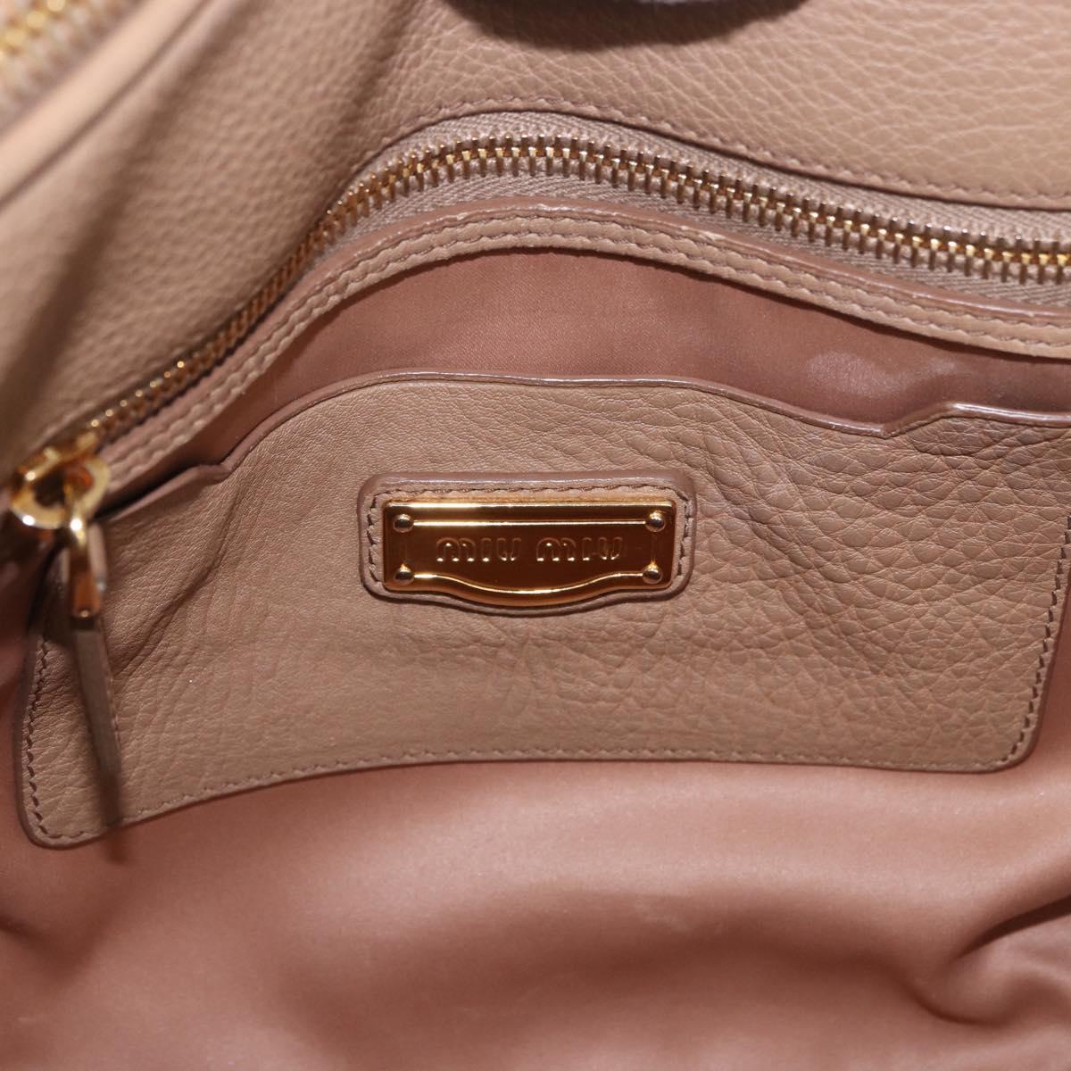 Miu Miu Hand Bag Leather 2way Beige Gold Auth 185372V