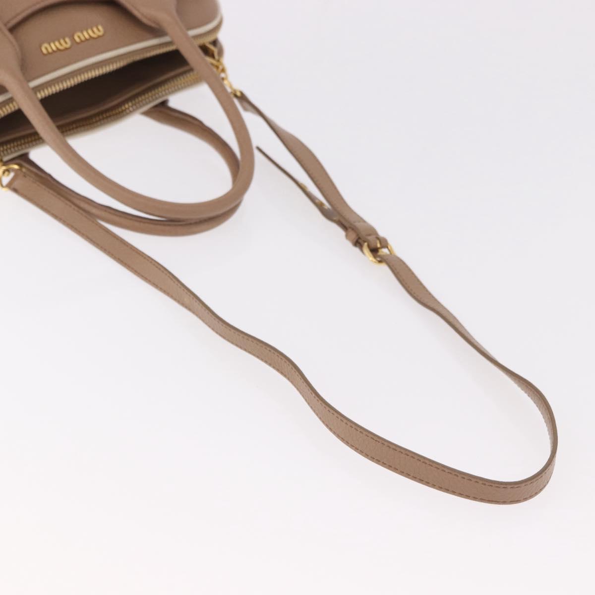 Miu Miu Hand Bag Leather 2way Beige Gold Auth 185372V
