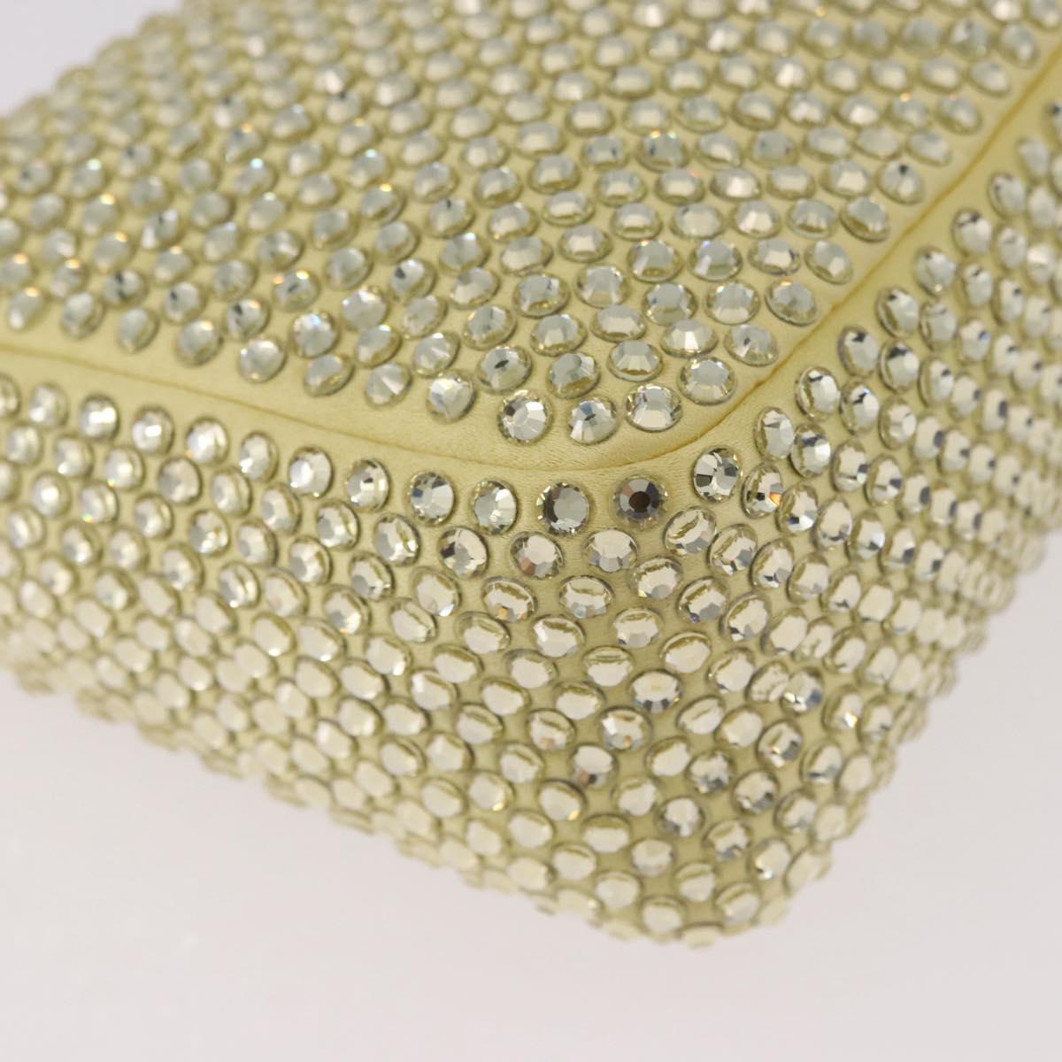 PRADA Hand Pouch Satin Yellow Silver Auth 185373SAM