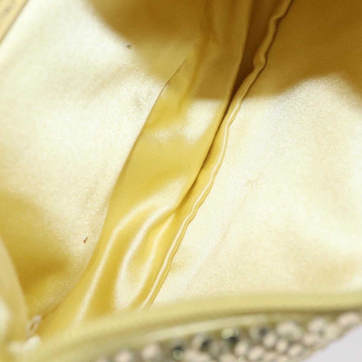 PRADA Hand Pouch Satin Yellow Silver Auth 185373SAM