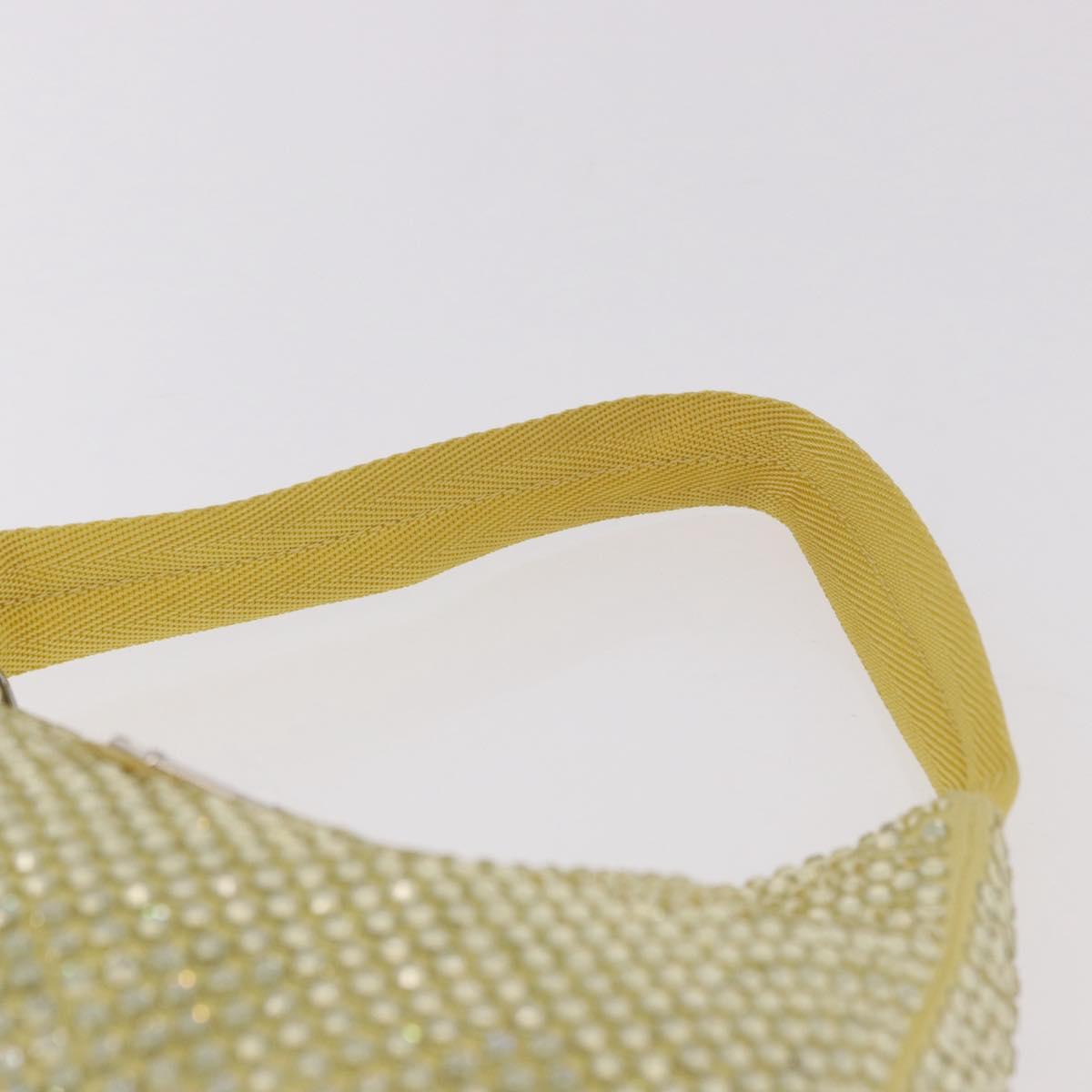 PRADA Hand Pouch Satin Yellow Silver Auth 185373SAM