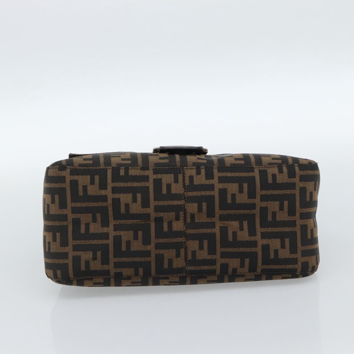 FENDI Zucca Canvas Mamma Baguette Shoulder Bag Black Brown Auth 185374V