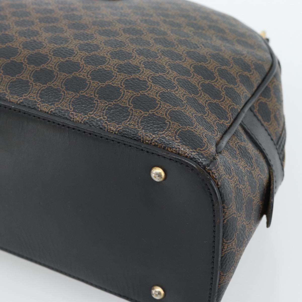 CELINE Macadam Canvas Hand Bag PVC Leather Black Gold Auth 185380A