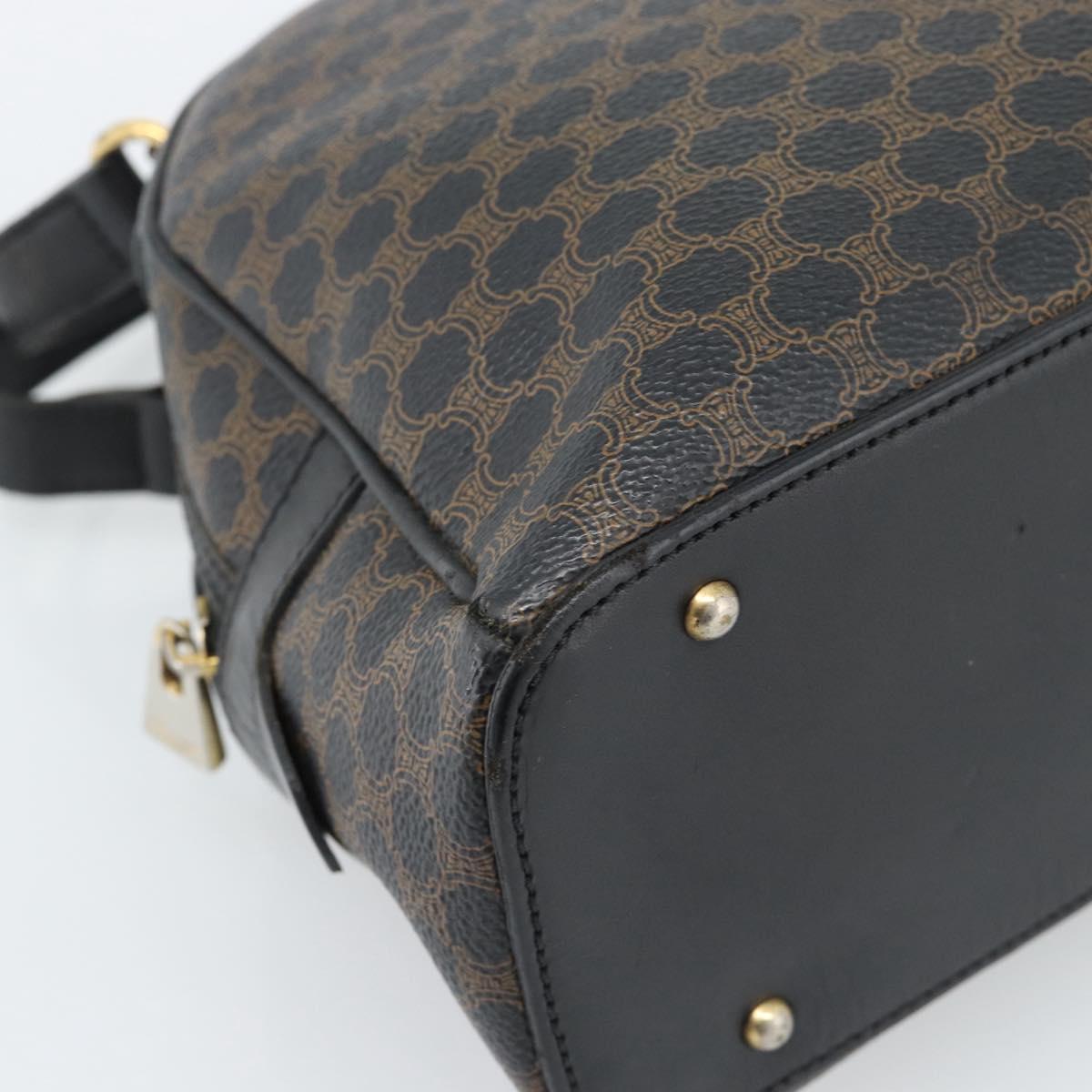 CELINE Macadam Canvas Hand Bag PVC Leather Black Gold Auth 185380A
