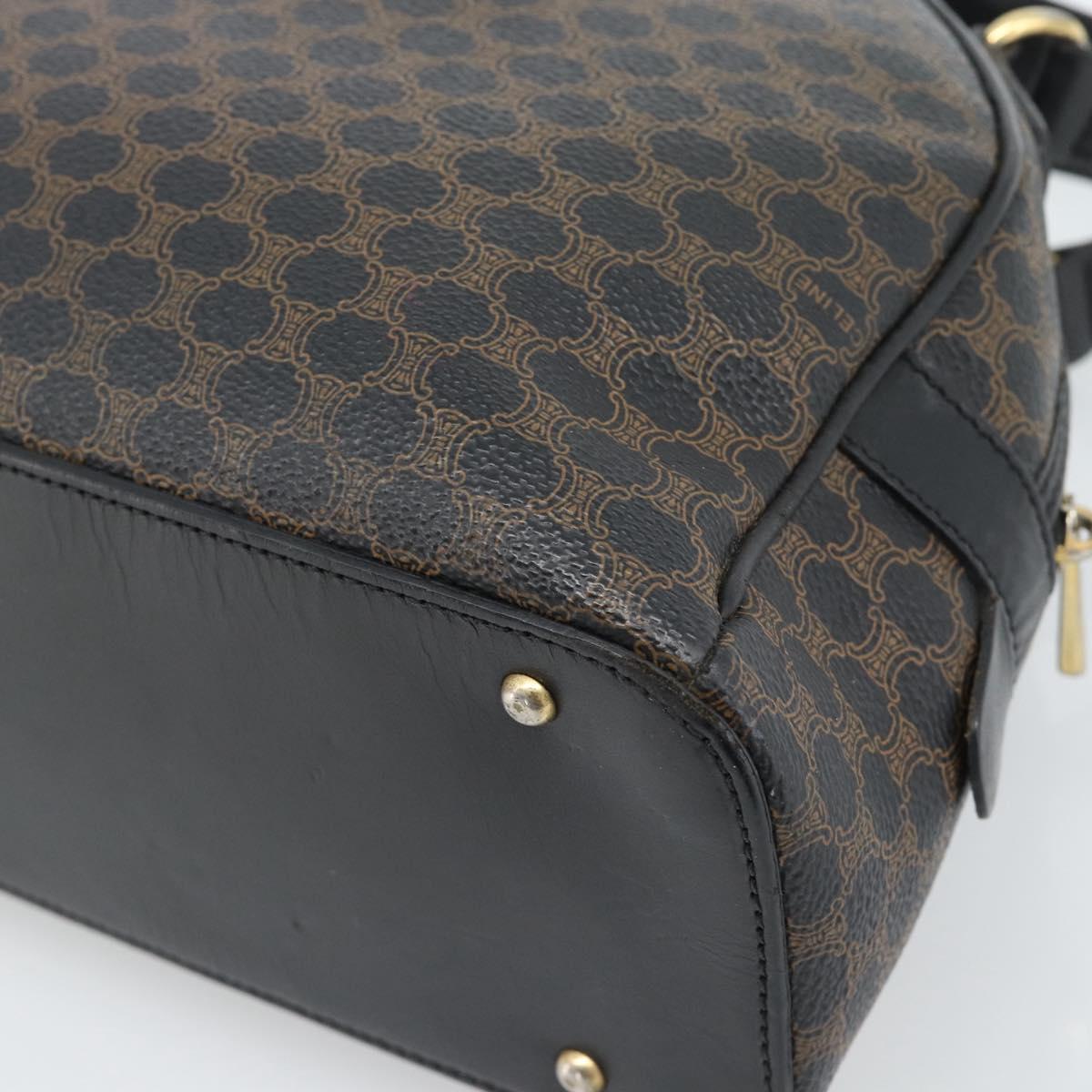 CELINE Macadam Canvas Hand Bag PVC Leather Black Gold Auth 185380A