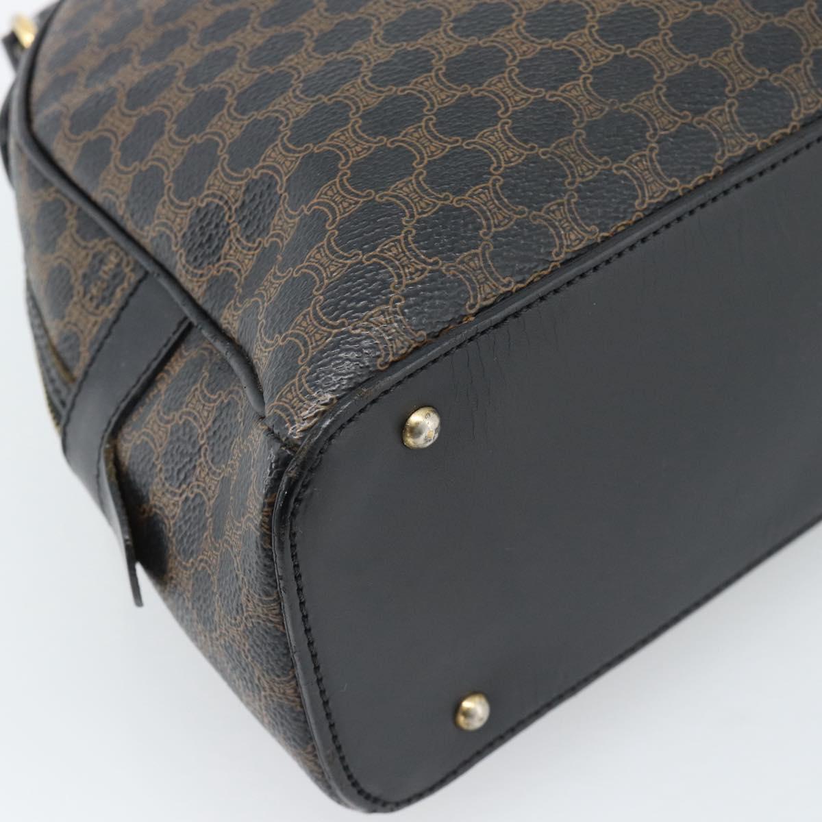 CELINE Macadam Canvas Hand Bag PVC Leather Black Gold Auth 185380A