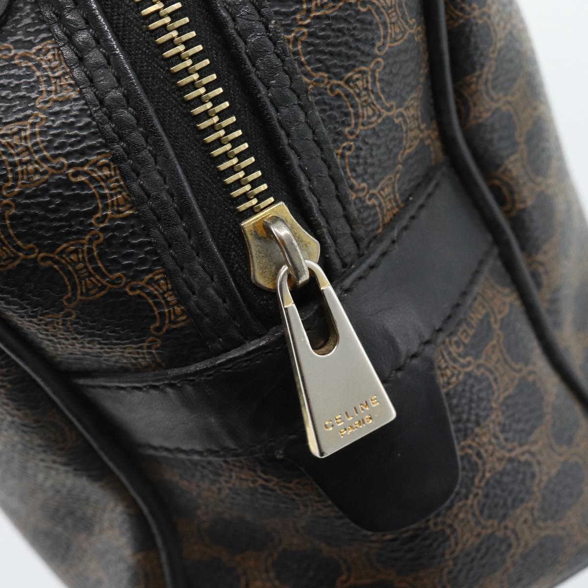 CELINE Macadam Canvas Hand Bag PVC Leather Black Gold Auth 185380A