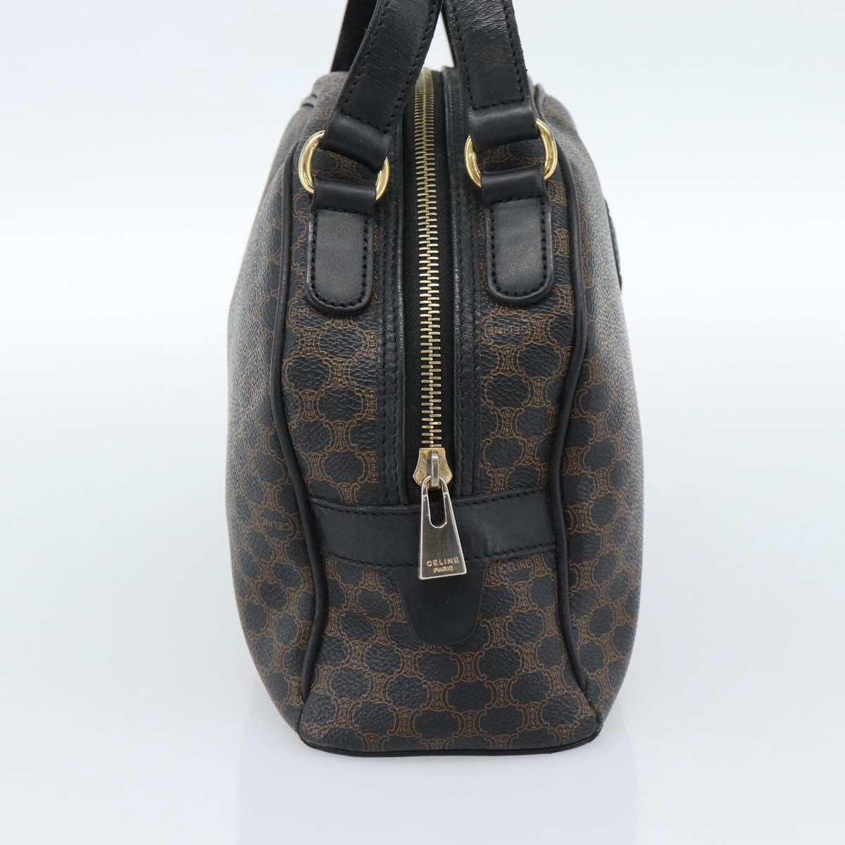 CELINE Macadam Canvas Hand Bag PVC Leather Black Gold Auth 185380A