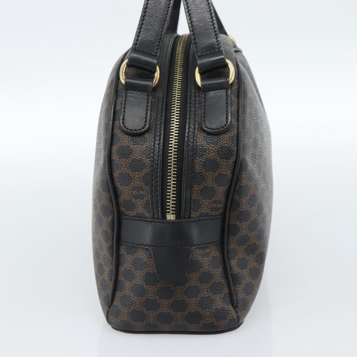 CELINE Macadam Canvas Hand Bag PVC Leather Black Gold Auth 185380A