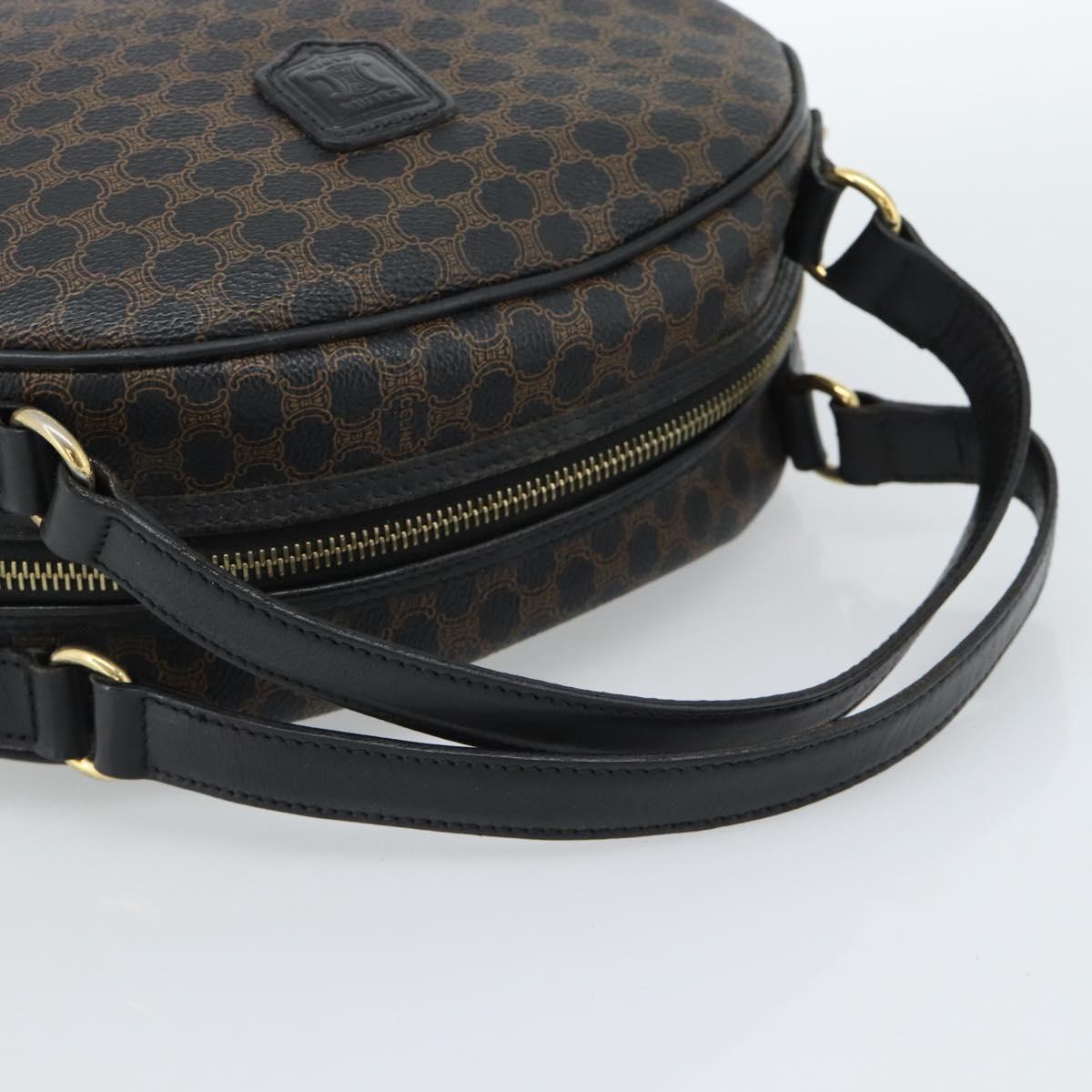 CELINE Macadam Canvas Hand Bag PVC Leather Black Gold Auth 185380A