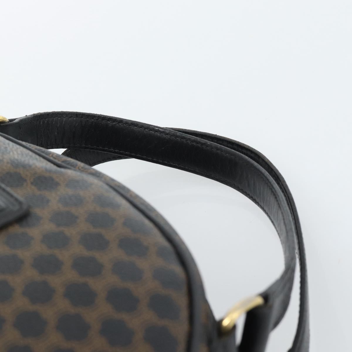 CELINE Macadam Canvas Hand Bag PVC Leather Black Gold Auth 185380A