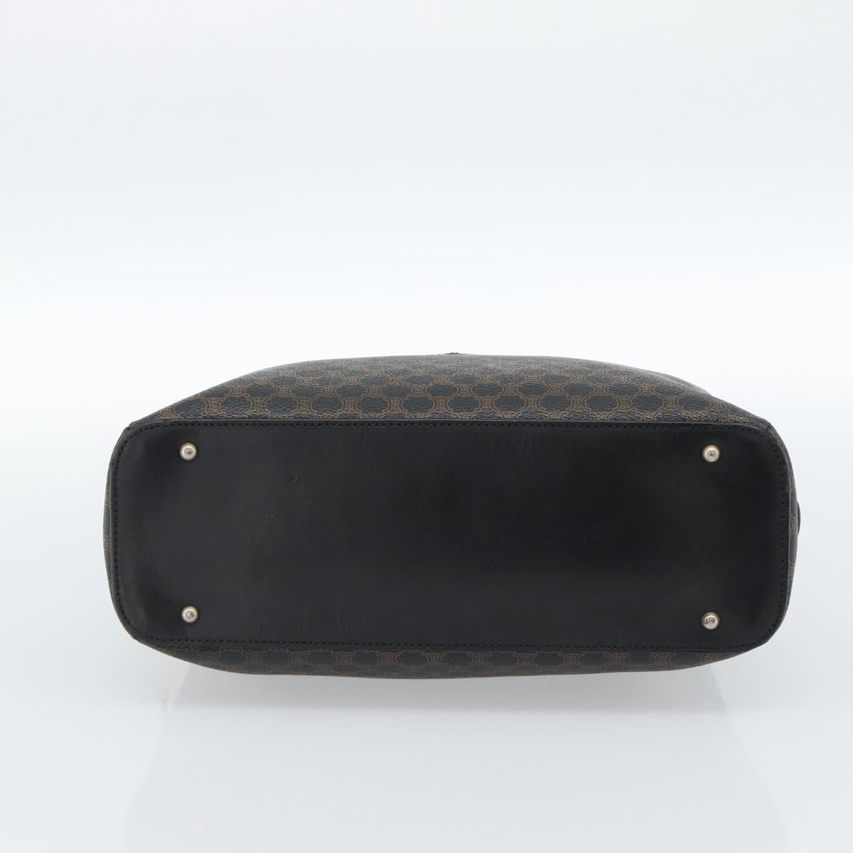CELINE Macadam Canvas Hand Bag PVC Leather Black Gold Auth 185380A