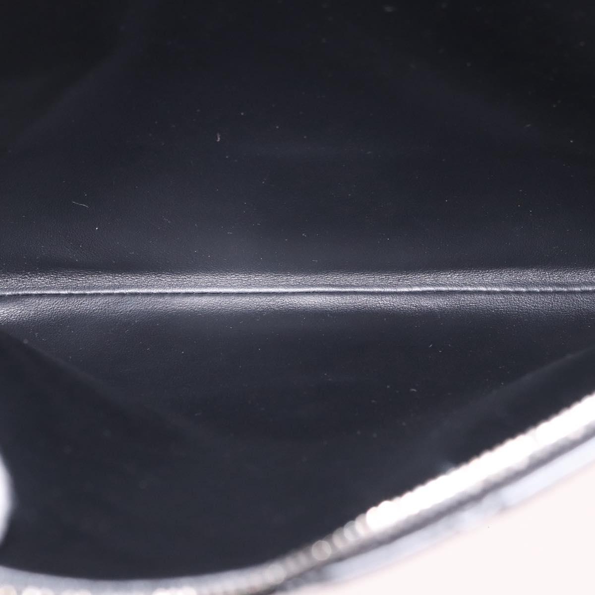 BOTTEGA VENETA INTRECCIATO Clutch Bag Leather Black Silver Auth 185381M
