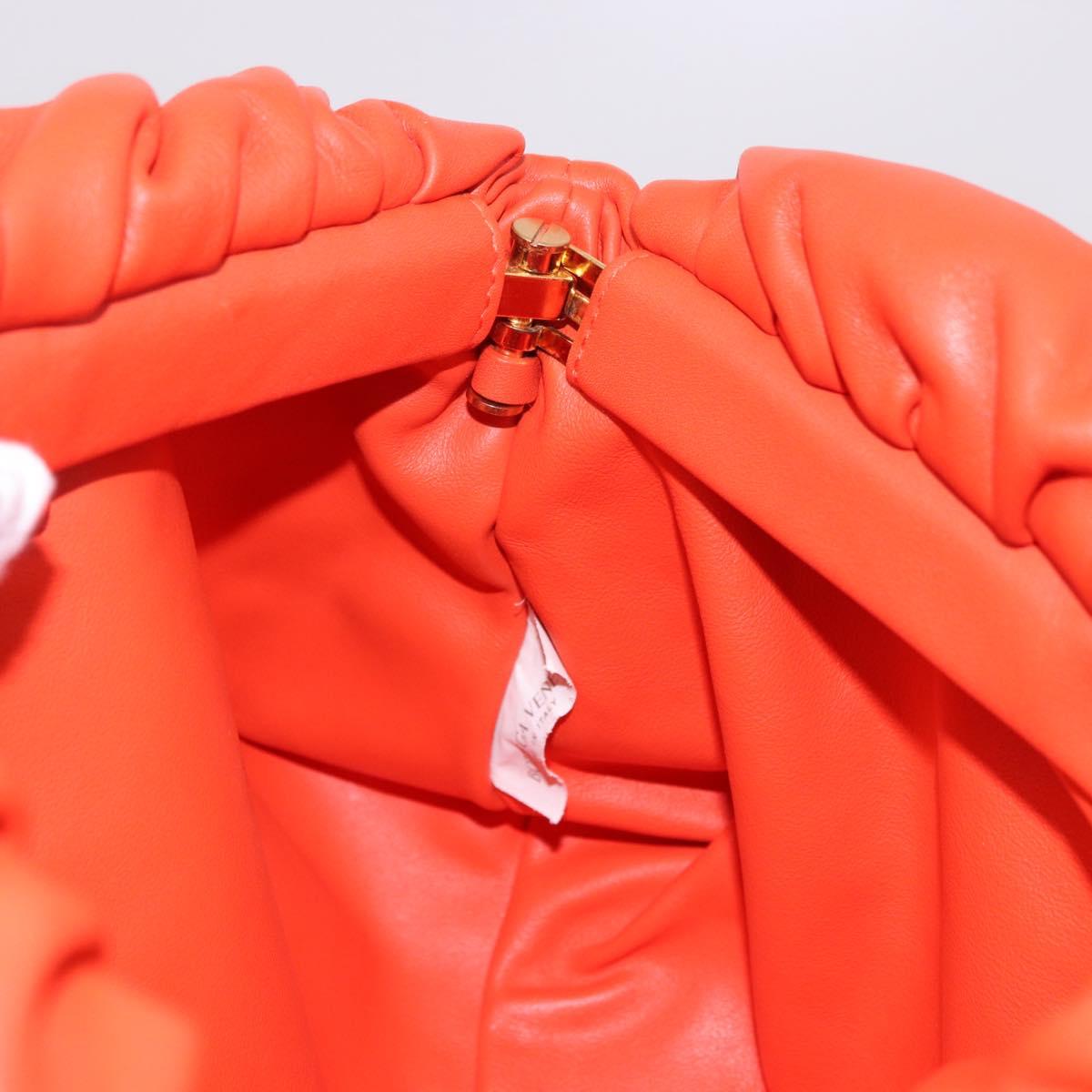 BOTTEGA VENETA The Chain Pouch Shoulder Bag Leather Orange Gold Auth 185382SAM