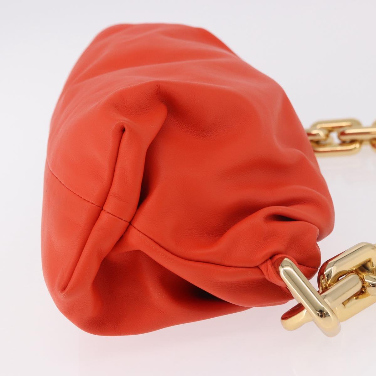 BOTTEGA VENETA The Chain Pouch Shoulder Bag Leather Orange Gold Auth 185382SAM