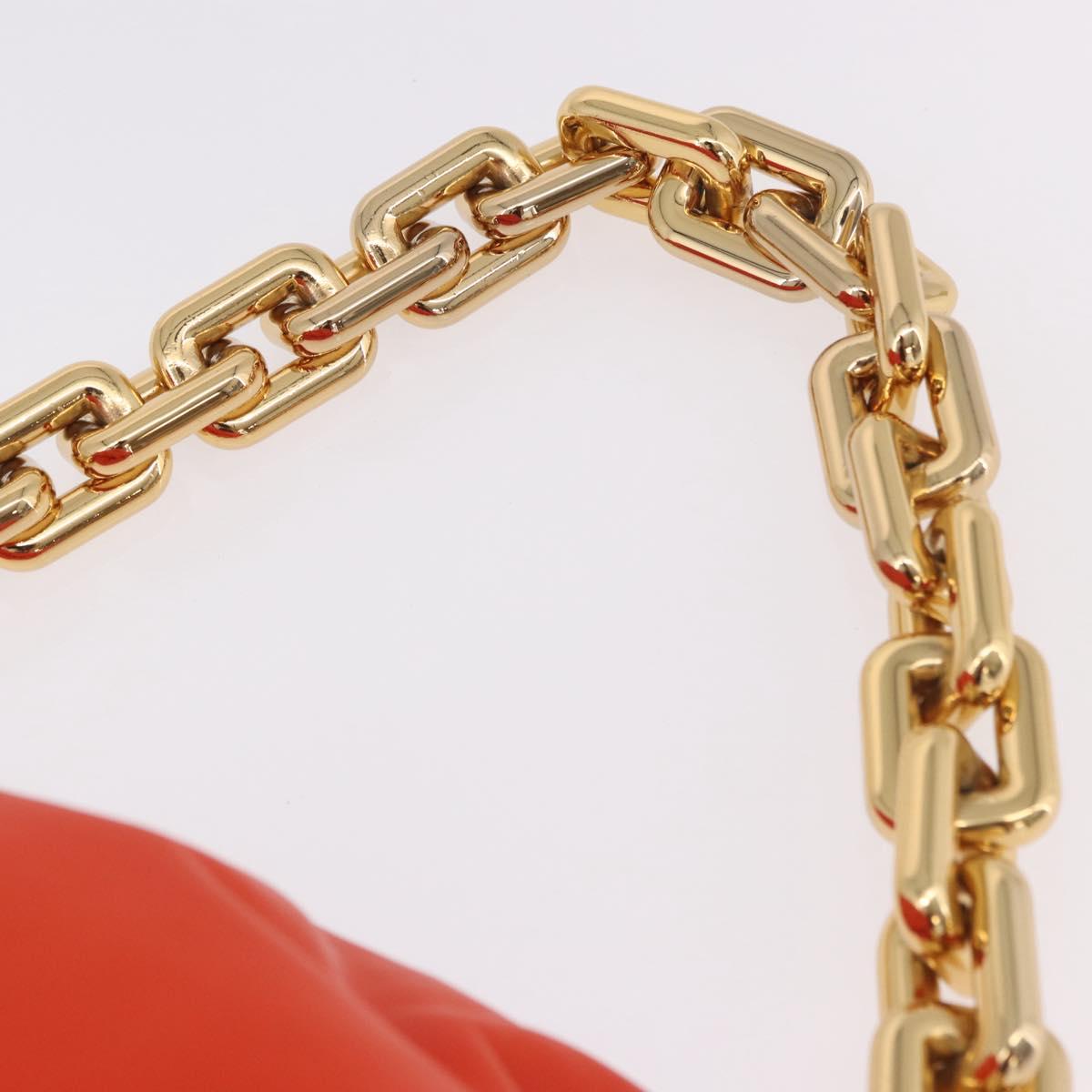 BOTTEGA VENETA The Chain Pouch Shoulder Bag Leather Orange Gold Auth 185382SAM