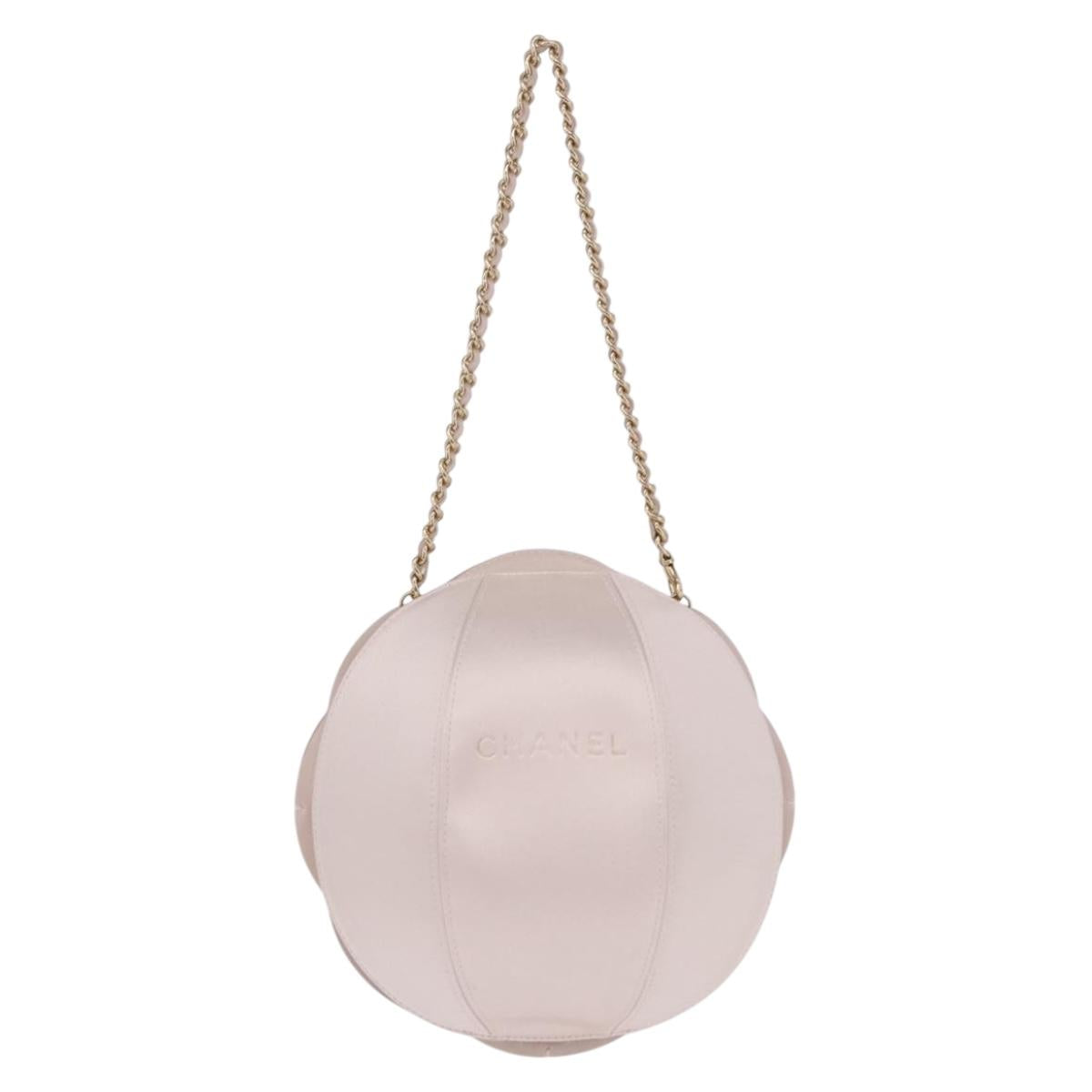 CHANEL Camellia Chain Hand Bag Lamb Skin Pink Gold CC Auth 185386SM
