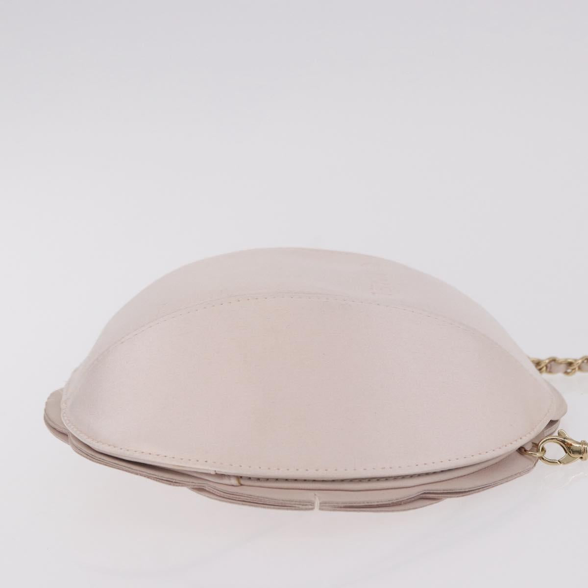 CHANEL Camellia Chain Hand Bag Lamb Skin Pink Gold CC Auth 185386SM