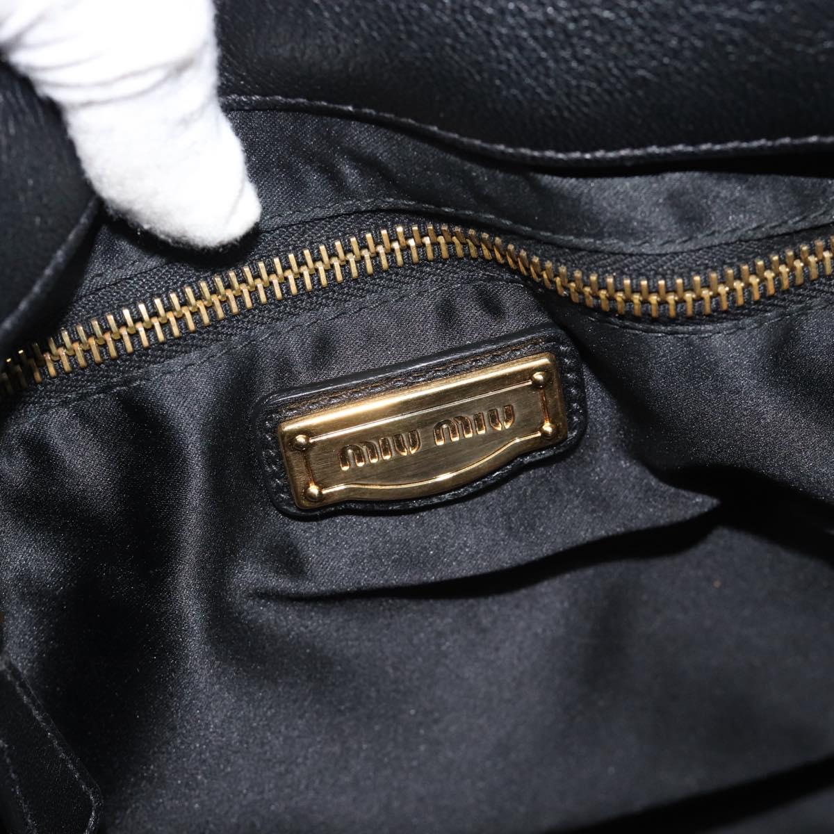 Miu Miu Matelasse Shoulder Bag Leather Black Gold Auth 185388V