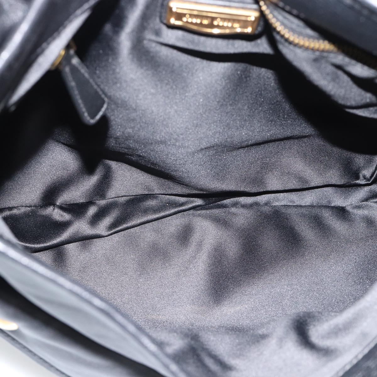 Miu Miu Matelasse Shoulder Bag Leather Black Gold Auth 185388V