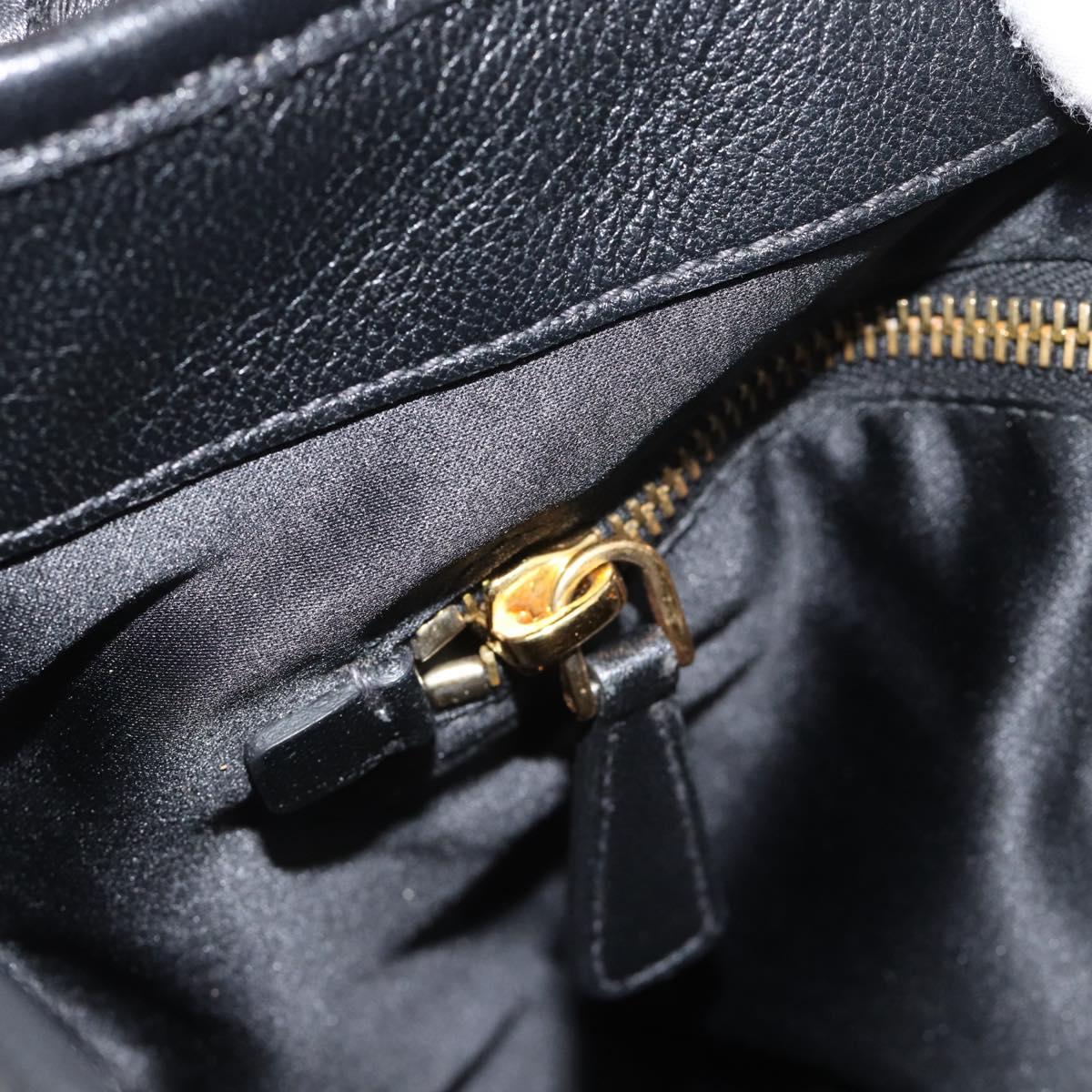 Miu Miu Matelasse Shoulder Bag Leather Black Gold Auth 185388V