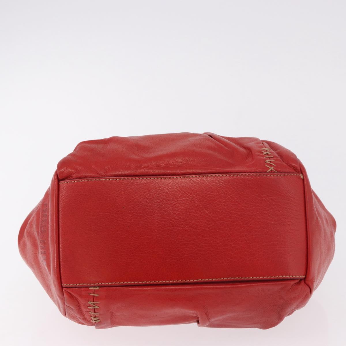 Miu Miu Hand Bag Leather Red Silver Auth 185391V