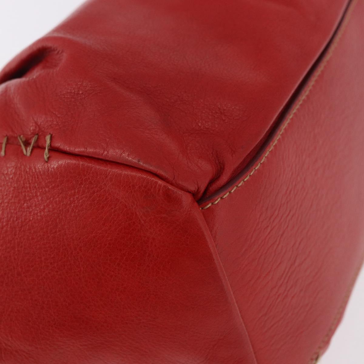 Miu Miu Hand Bag Leather Red Silver Auth 185391V