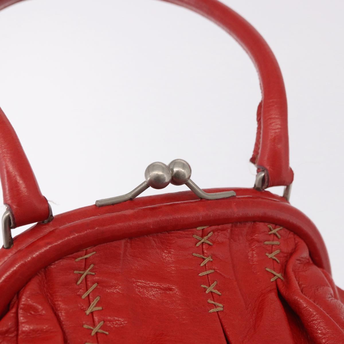 Miu Miu Hand Bag Leather Red Silver Auth 185391V
