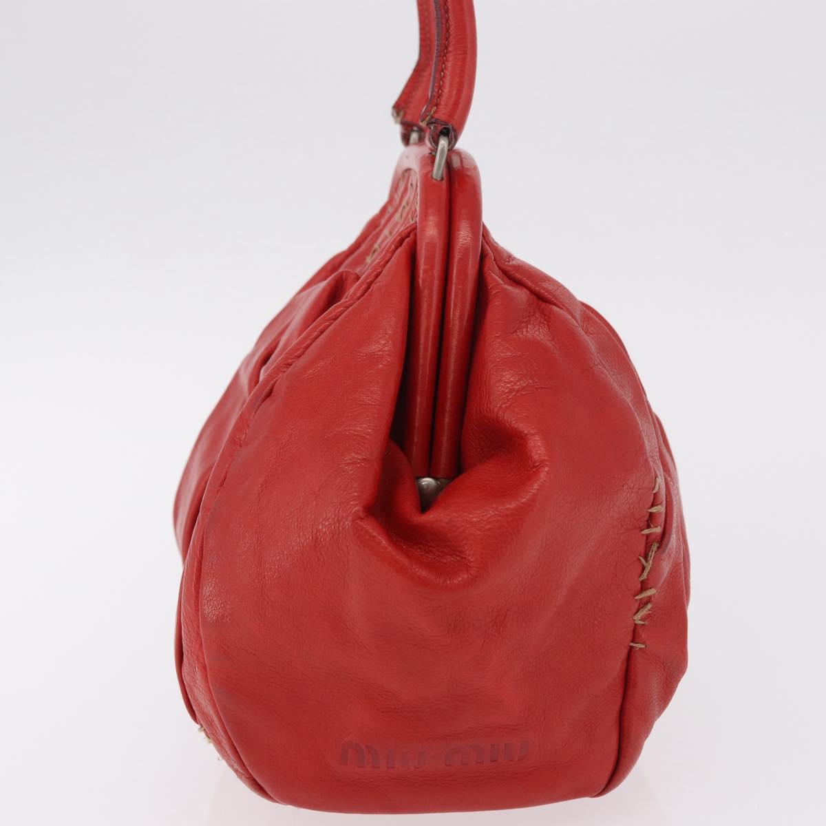 Miu Miu Hand Bag Leather Red Silver Auth 185391V