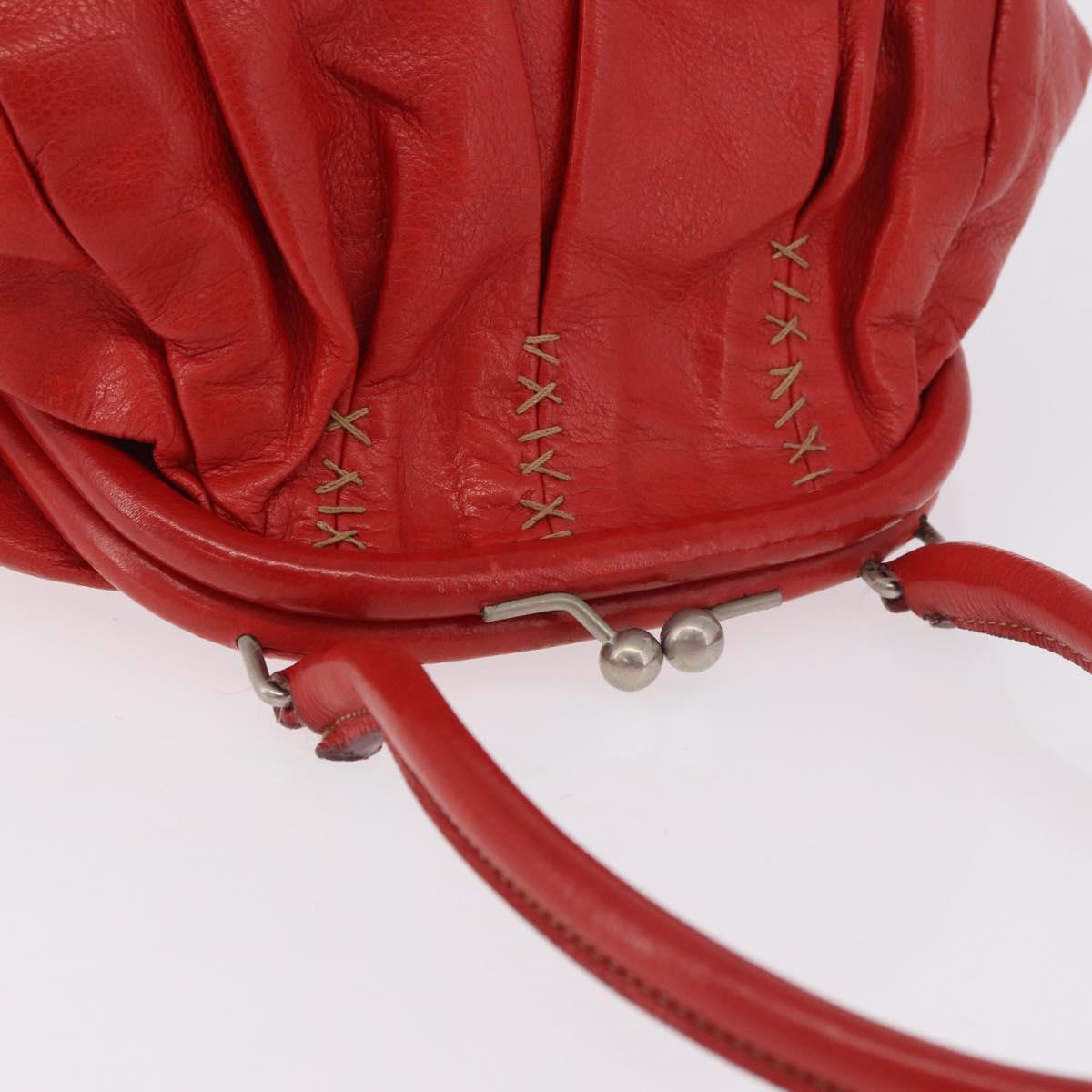 Miu Miu Hand Bag Leather Red Silver Auth 185391V