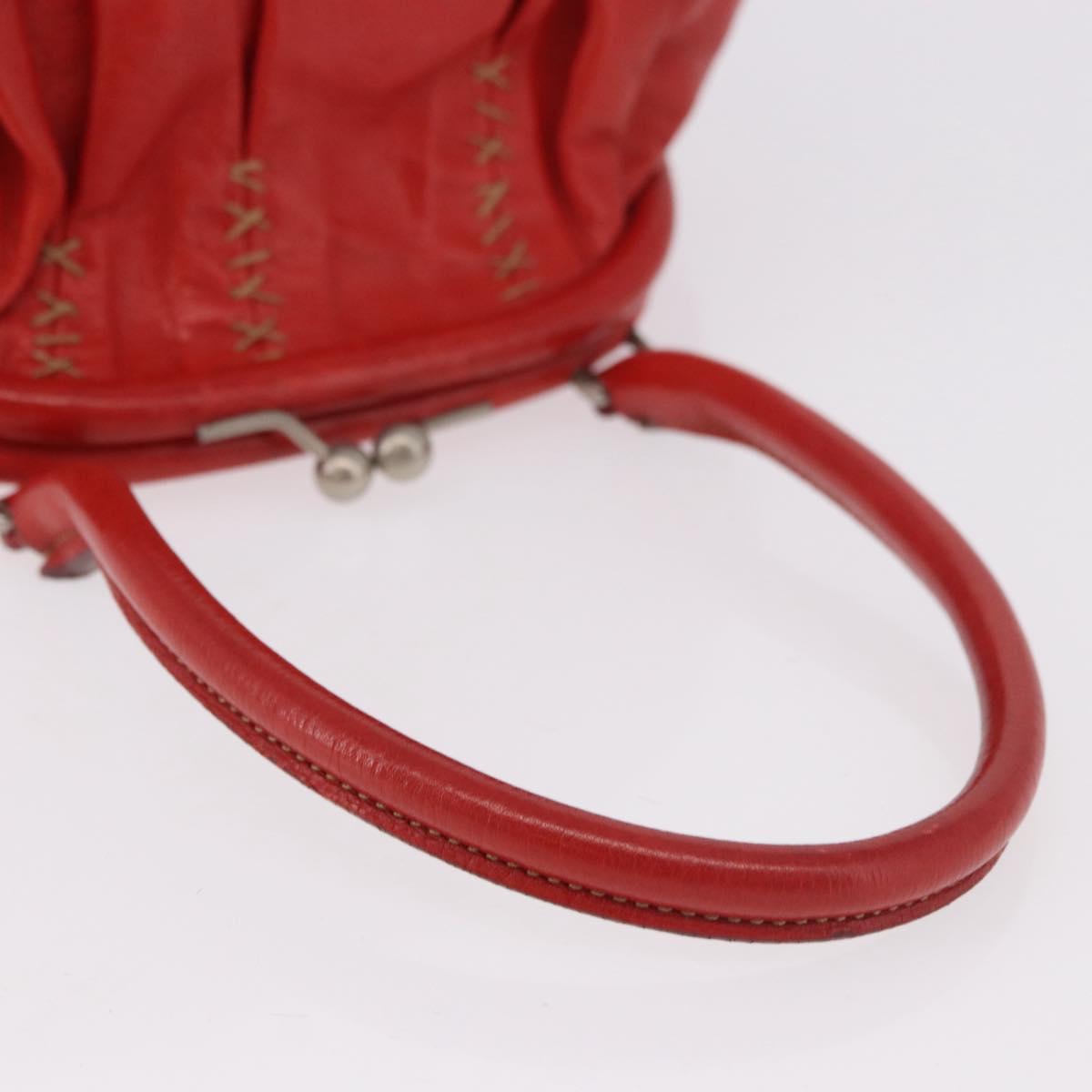 Miu Miu Hand Bag Leather Red Silver Auth 185391V