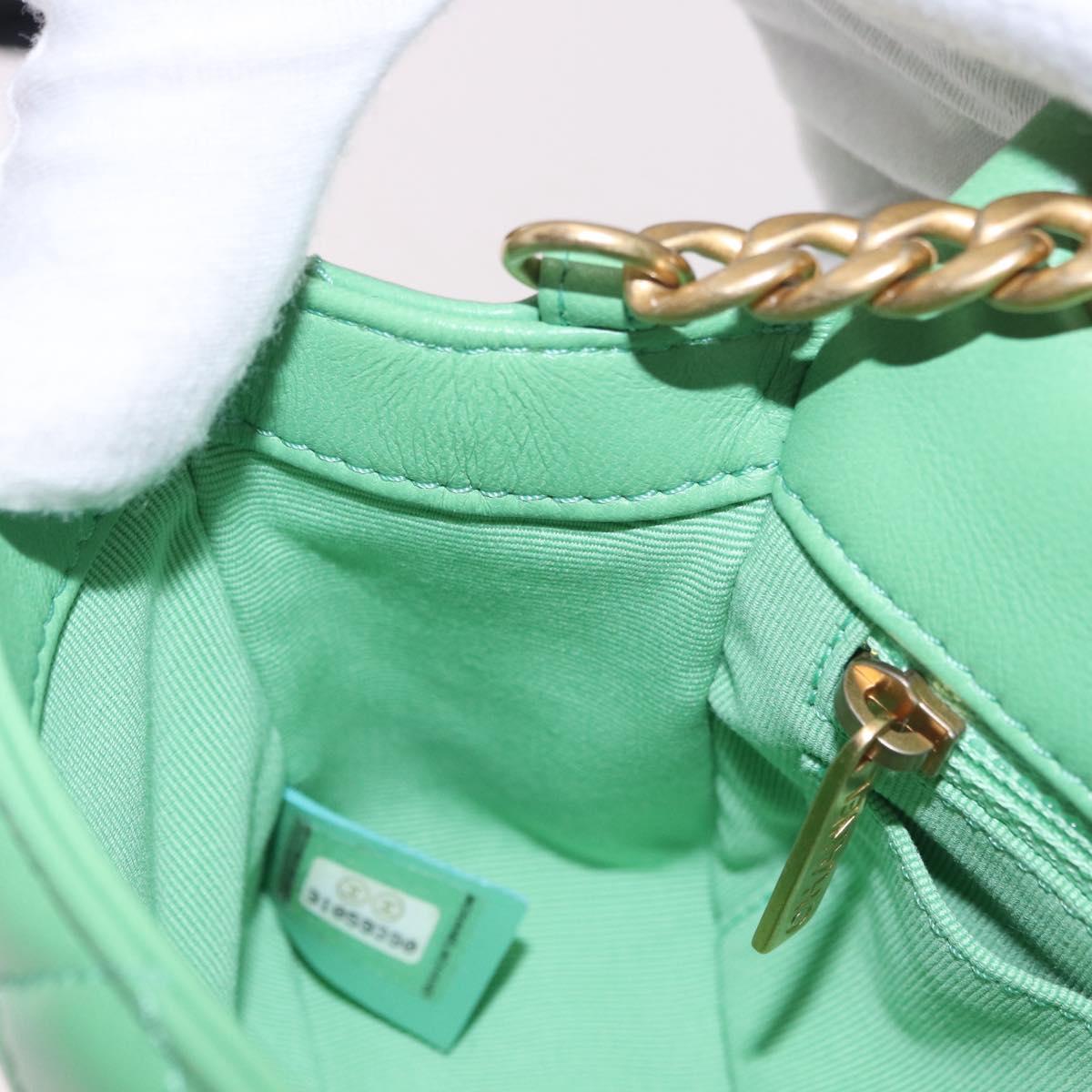 CHANEL Matelasse20 Chain Shoulder Bag Lamb Skin Green Gold CC Auth 185396SM