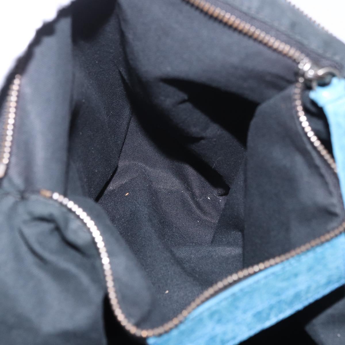 BALENCIAGA The Day Shoulder Bag Leather Blue Silver 141175 Auth 185397A