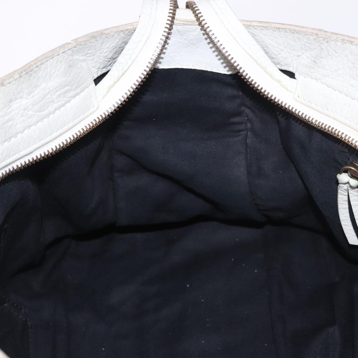 BALENCIAGA Classic Graffiti The City Hand Bag Leather 2way White Auth 185398V