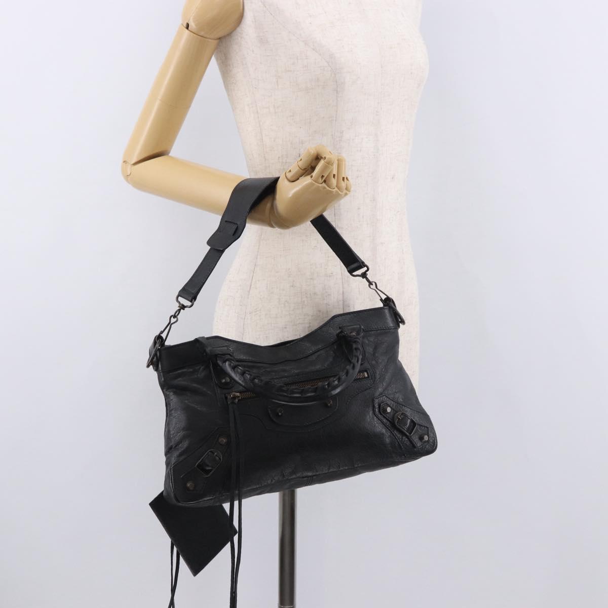 BALENCIAGA The First Hand Bag Leather 2way Black 103208 Auth 185399SAM