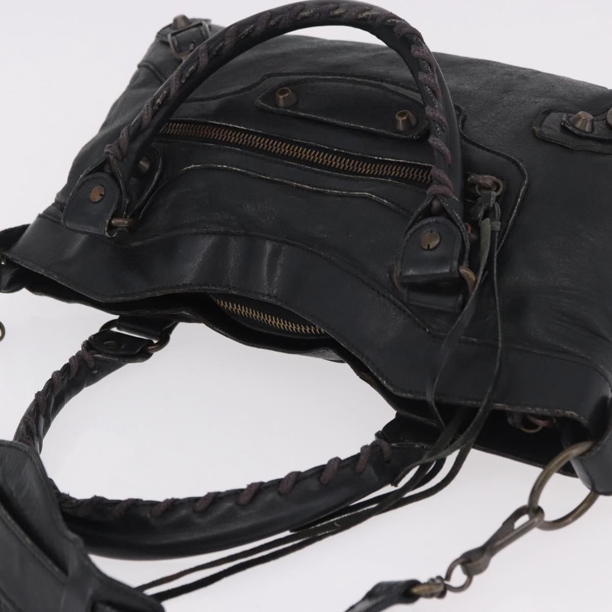 BALENCIAGA The First Hand Bag Leather 2way Black 103208 Auth 185400V