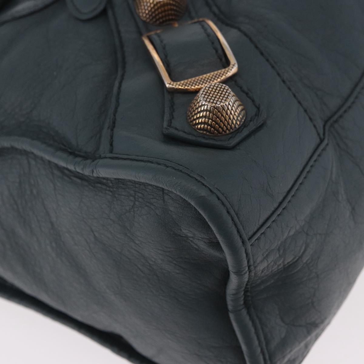 BALENCIAGA The Giant City Hand Bag Leather 2way Navy Gold 173084 Auth 185401M