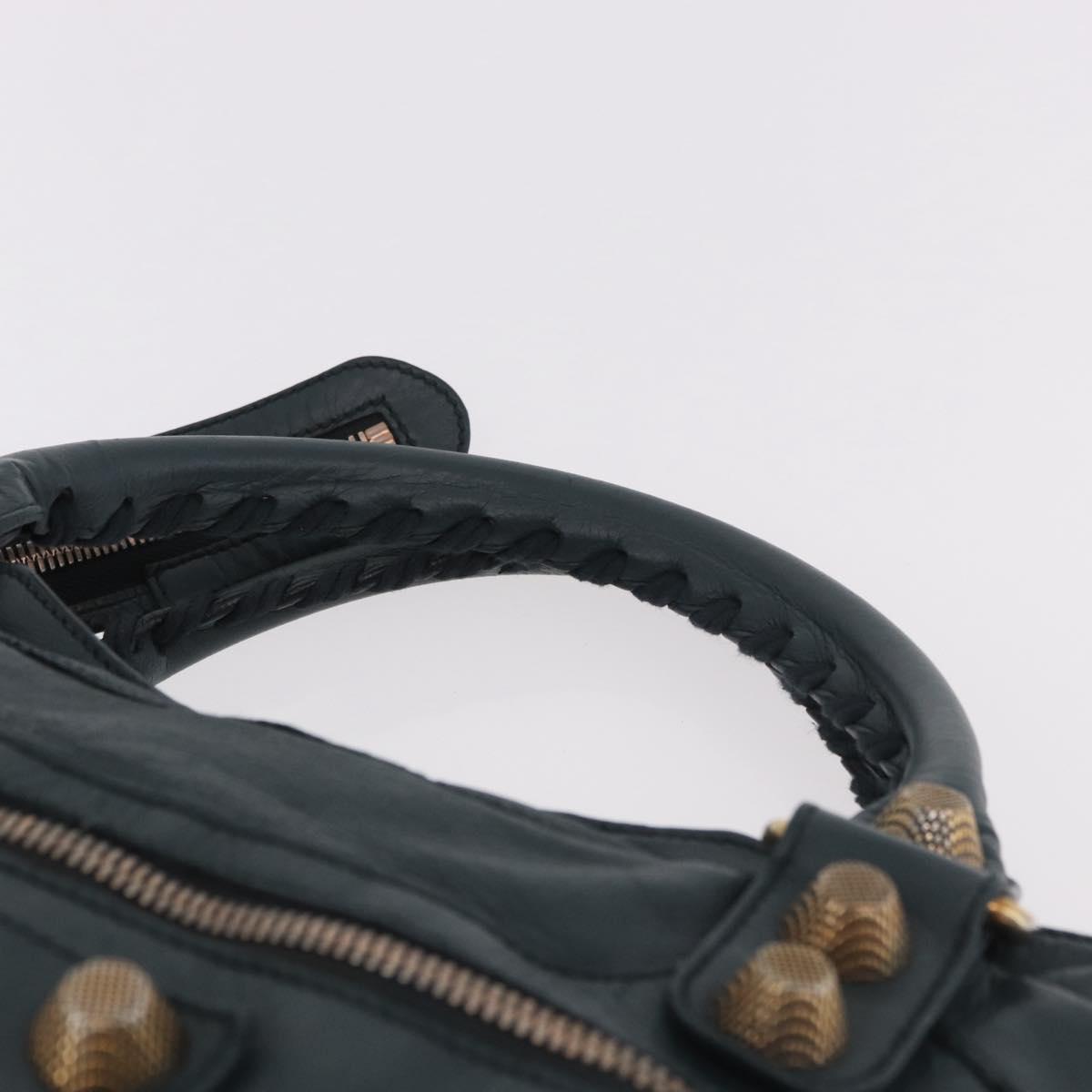 BALENCIAGA The Giant City Hand Bag Leather 2way Navy Gold 173084 Auth 185401M